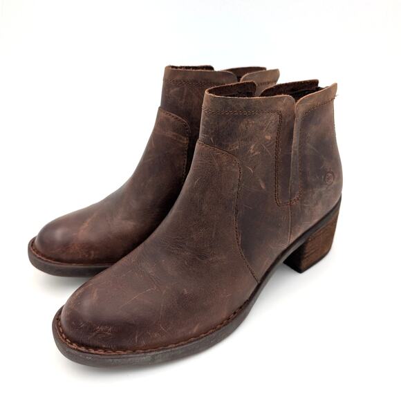 Born Reece Ankle Heel Bootie Back Zip Women's Light Brown Size